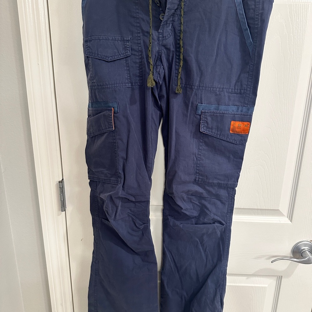 Vintage Abercrombie blue cargo flare pants 2